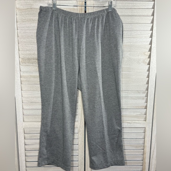 LAND'S END Sport Knit Straight Leg Pull On Pants Gray Herringbone-1XP - Picture 1 of 3